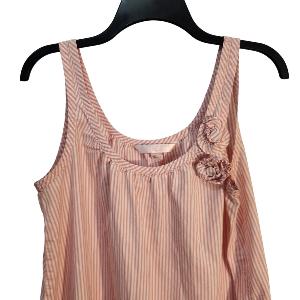 Victoria's Secret Angels Vintage Y2K Pink Striped Cotton Rosette Tank Top M